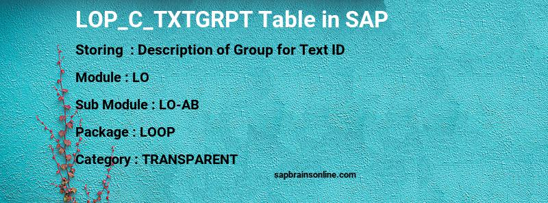 SAP LOP_C_TXTGRPT table