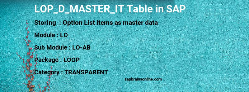 SAP LOP_D_MASTER_IT table