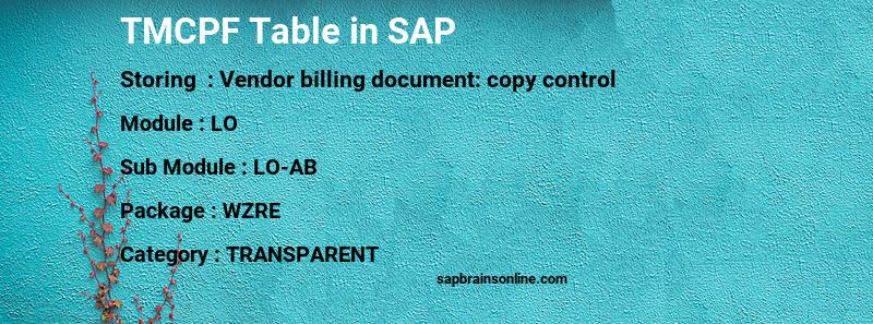 SAP TMCPF table