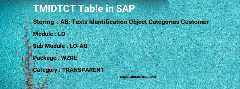 SAP TMIDTCT table