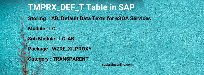 SAP TMPRX_DEF_T table