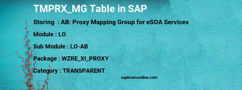 SAP TMPRX_MG table