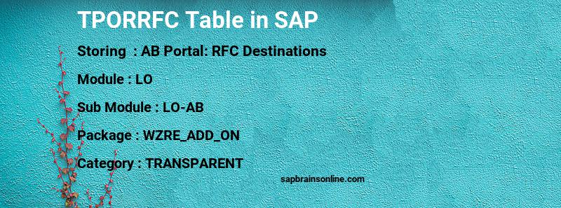 SAP TPORRFC table