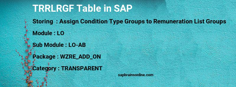 SAP TRRLRGF table