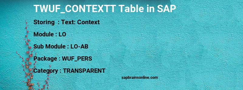 SAP TWUF_CONTEXTT table