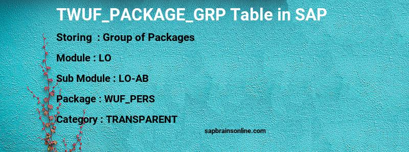 SAP TWUF_PACKAGE_GRP table