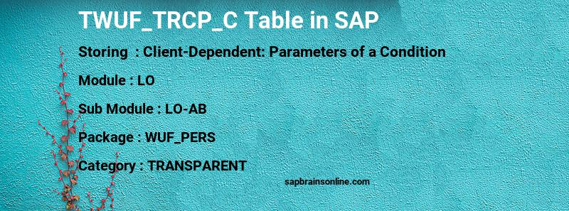 SAP TWUF_TRCP_C table
