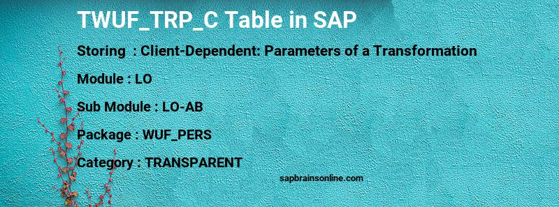 SAP TWUF_TRP_C table