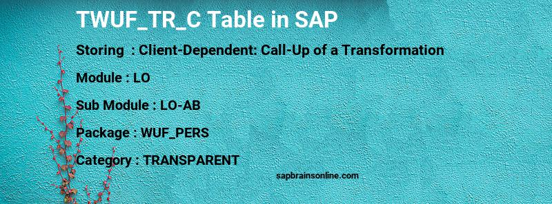 SAP TWUF_TR_C table