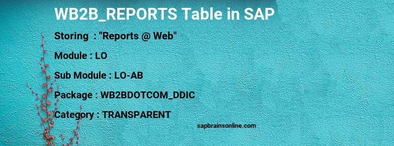 SAP WB2B_REPORTS table