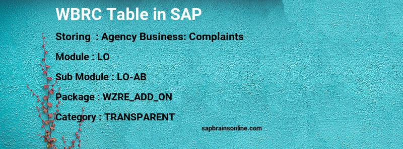 SAP WBRC table