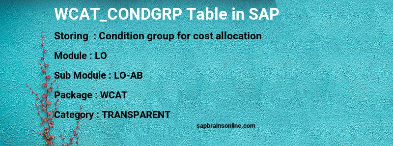 SAP WCAT_CONDGRP table