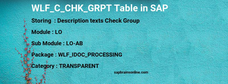 SAP WLF_C_CHK_GRPT table