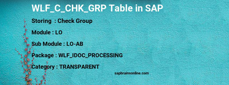 SAP WLF_C_CHK_GRP table