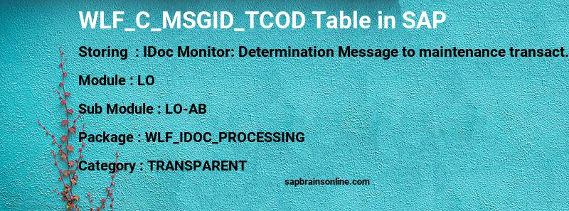 SAP WLF_C_MSGID_TCOD table