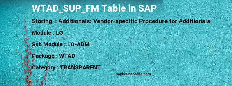 SAP WTAD_SUP_FM table