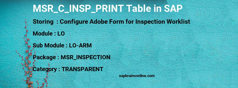 SAP MSR_C_INSP_PRINT table