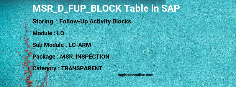 SAP MSR_D_FUP_BLOCK table