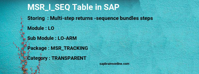 SAP MSR_I_SEQ table