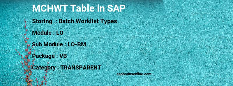 SAP MCHWT table