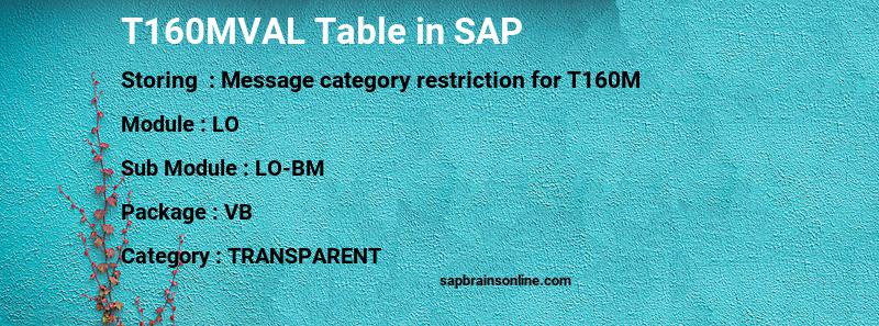 SAP T160MVAL table