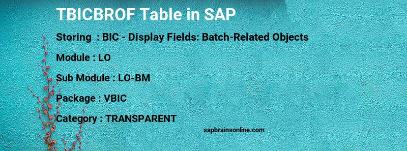 SAP TBICBROF table