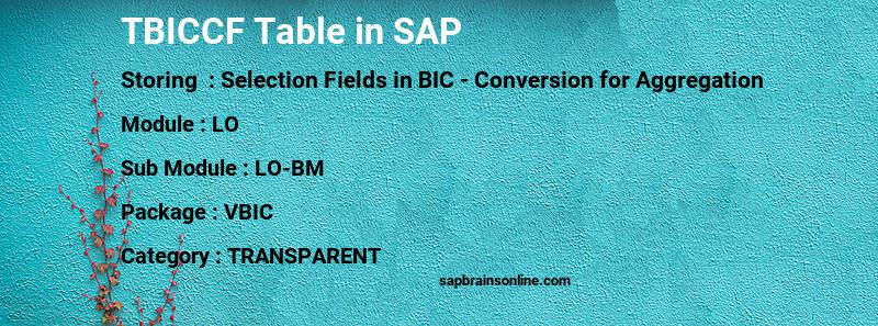 SAP TBICCF table