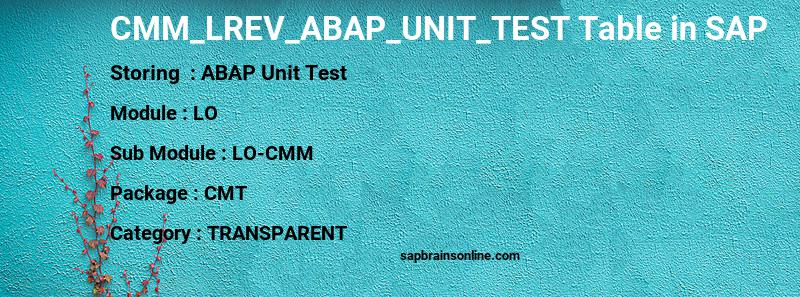 SAP CMM_LREV_ABAP_UNIT_TEST table