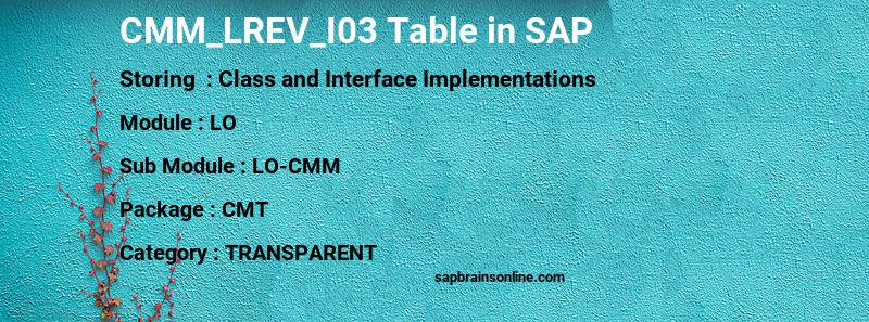 SAP CMM_LREV_I03 table