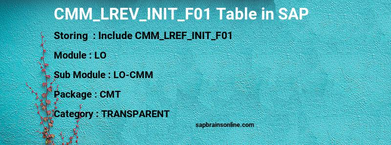 SAP CMM_LREV_INIT_F01 table