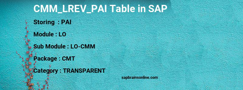 SAP CMM_LREV_PAI table