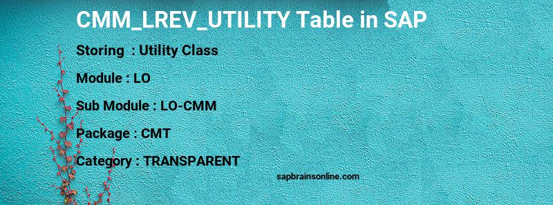 SAP CMM_LREV_UTILITY table