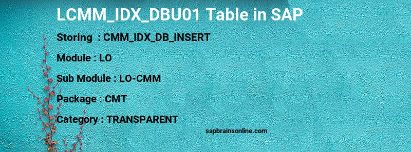 SAP LCMM_IDX_DBU01 table