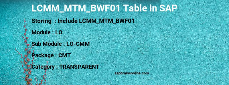 SAP LCMM_MTM_BWF01 table