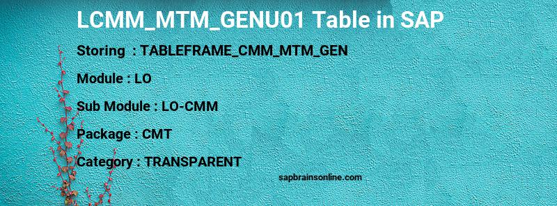 SAP LCMM_MTM_GENU01 table