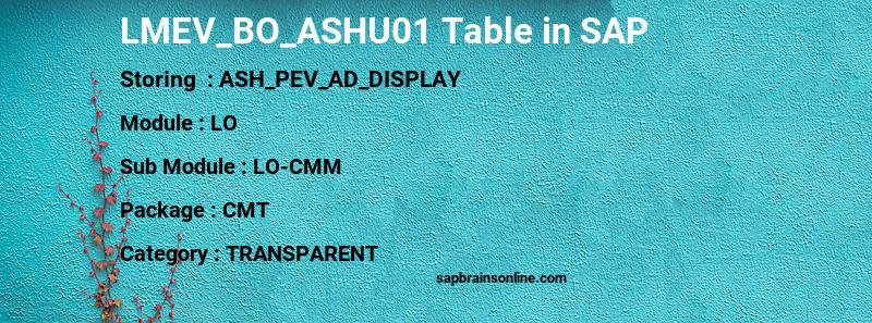 SAP LMEV_BO_ASHU01 table