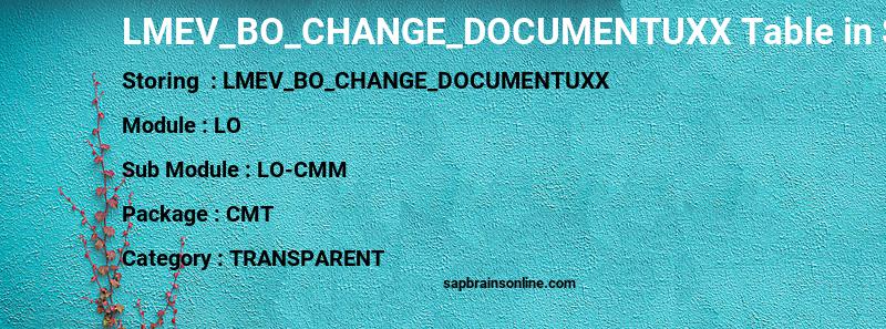 SAP LMEV_BO_CHANGE_DOCUMENTUXX table