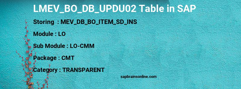 SAP LMEV_BO_DB_UPDU02 table