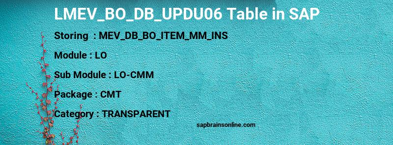 SAP LMEV_BO_DB_UPDU06 table