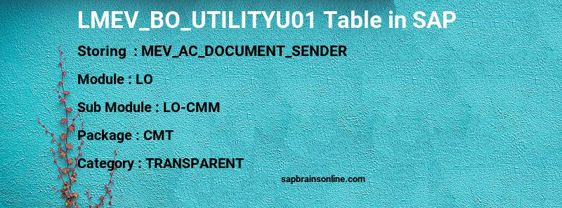 SAP LMEV_BO_UTILITYU01 table