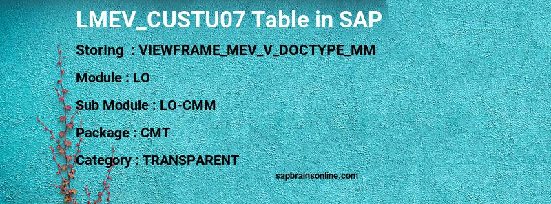 SAP LMEV_CUSTU07 table