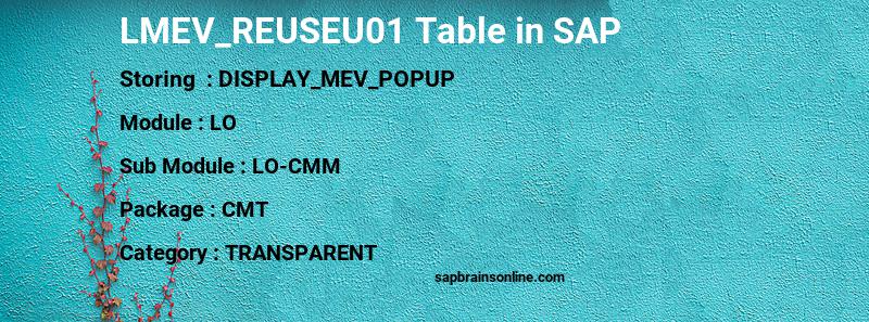 SAP LMEV_REUSEU01 table