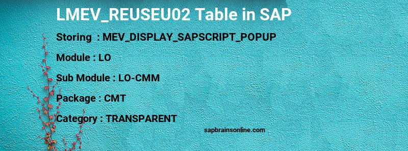 SAP LMEV_REUSEU02 table