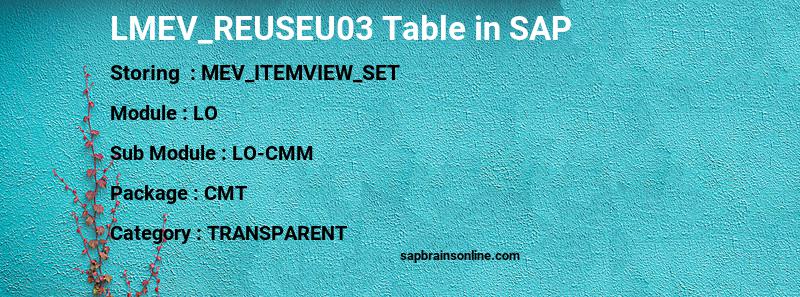 SAP LMEV_REUSEU03 table