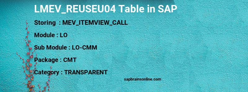 SAP LMEV_REUSEU04 table