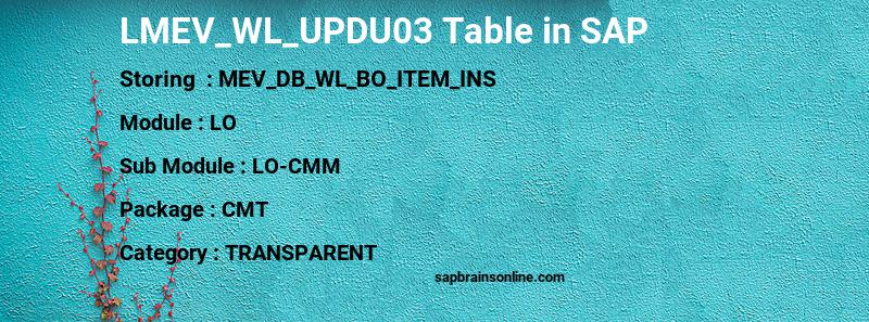 SAP LMEV_WL_UPDU03 table
