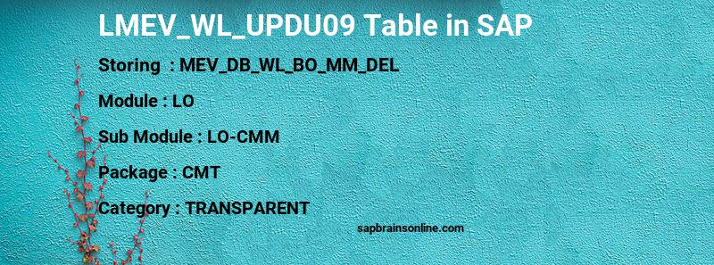 SAP LMEV_WL_UPDU09 table
