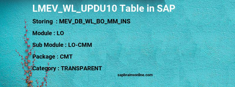 SAP LMEV_WL_UPDU10 table