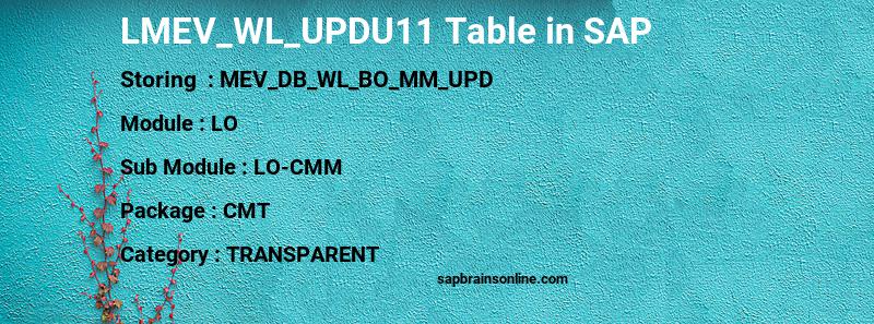 SAP LMEV_WL_UPDU11 table