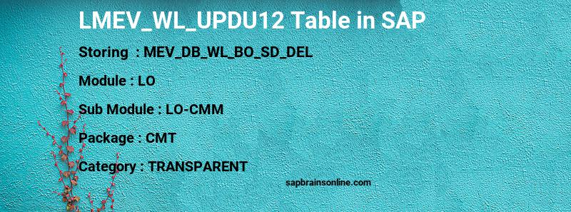 SAP LMEV_WL_UPDU12 table